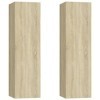 lvssiao Meuble de salon pour TV, Meubles pour TV aggloméré 2 pièces Chêne Sonoma 30,5x30x110 cm Module TV avec armoires