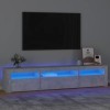 Meuble TV avec lumières LED Gris béton 195x35x40 cm - Lowboard TV, Meuble Salon, Buffet Salon, Style Moderne