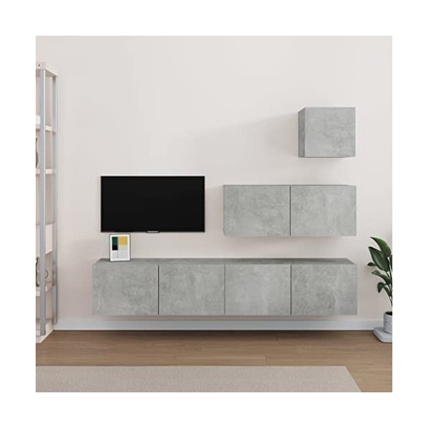 Générique Ensemble de Meubles TV 4 pcs Gris béton Bois dingénierie,43.1 KG,3114649, Meubles, Meubles TV