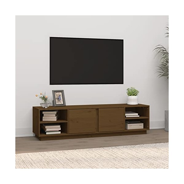 Camerina Meuble TV Marron Miel 156x40x40 cm Bois de pin Massif,Meuble TV,Table Basse Salon Meuble TV,Table Basse LED Couleurs