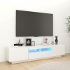 GuyAna Meuble TV avec lumières LED Blanc Brillant 180x35x40 cm,Meuble TV,Table TV,Ensemble Meuble TV