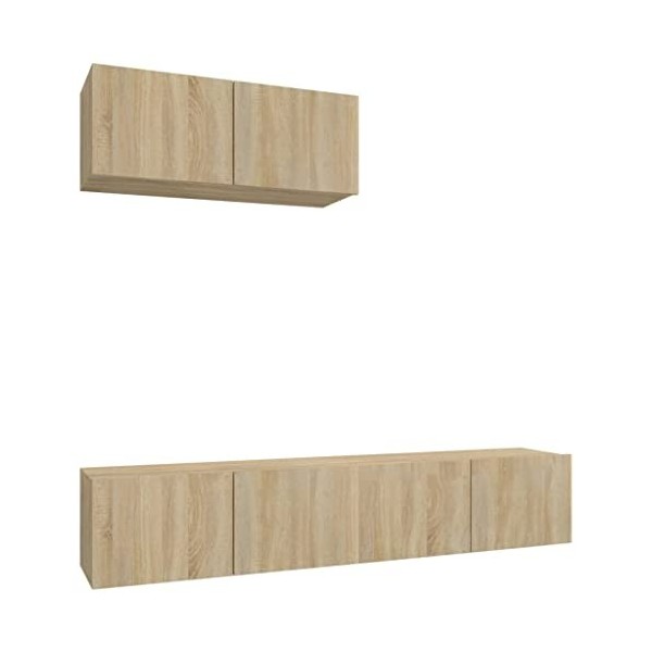 Camerina Ensemble de Meubles TV 3 pcs Chêne Sonoma Bois dingénierie,Meuble TV,Table Basse Salon Meuble TV,Table Basse LED Co