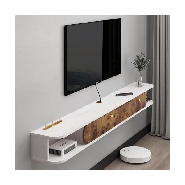 Pmnianhua Meuble TV suspendu - Support TV flottant mural - Centre de console média - Grande armoire de rangement pour salon, 