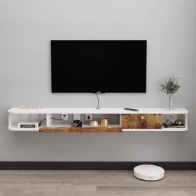 Pmnianhua Meuble TV suspendu - Support TV flottant mural - Centre de console média - Grande armoire de rangement pour salon, 