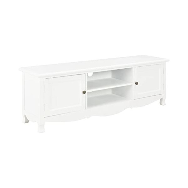 vidaXL Meuble TV Etagère Armoire Basse Mobilier TV Armoire HiFi Meuble Multimédia Support pour TV Armoire Stéréo Salon Blanc 