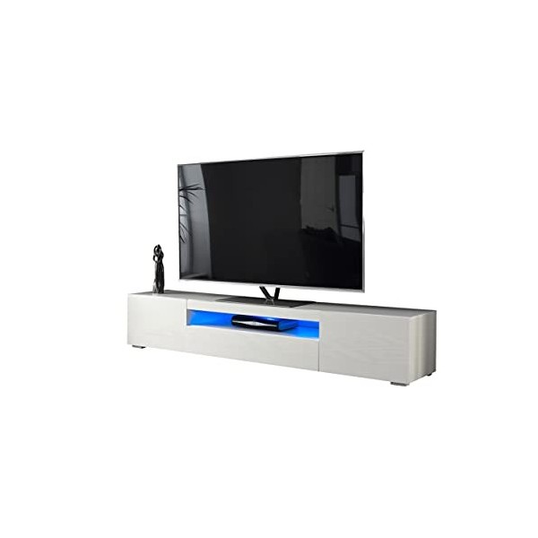 MMT DAIQ2000 Meuble TV pour TV 4K 65/70/75/80" avec lumières LED 200 cm de Large Blanc