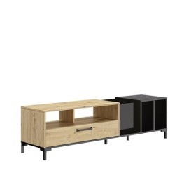 Arguin Meuble TV-Vinyles Rangement Jour Chêne Artisan