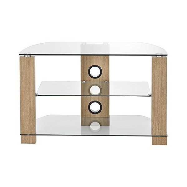 Meuble TV en verre transparent / chêne jusquà 101,6 cm | Support pour écran LCD/plasma audio/visuel - 1 x Qté - AVS-L630-800