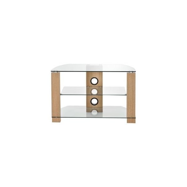 Meuble TV en verre transparent / chêne jusquà 101,6 cm | Support pour écran LCD/plasma audio/visuel - 1 x Qté - AVS-L630-800