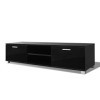 Meuble TV avec 2 Portes | Style Contemporain | Rangement matériel télé Audio Video Gaming | 140x40,3x34,7cm Noir Brillant