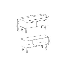 Nordi Oak Meuble TV 107 cm Support TV Meuble TV Meuble TV Style scandinave Meuble avec pieds
