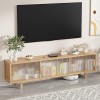 XRRJFYH Meuble TV Bambou, Porte Coulissante, Table TV, Meuble Télé pour Television de 45 À 75 Pouces, Meuble Tele pour Salon,