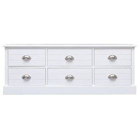 FIRBNUS Meuble TV Blanc 108x30x40 cm Bois de Paulownia Massif Armoire Média Design Elégant Armoire TV Salon Chambre Suffisamm