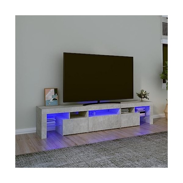 Générique Meuble TV avec lumières LED Gris béton 200x36,5x40 cm, 41 kg, 3152813, Meubles, Meubles TV