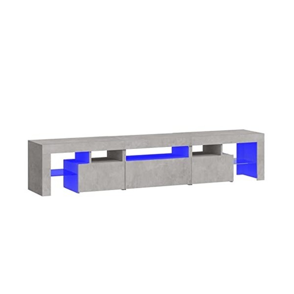 Générique Meuble TV avec lumières LED Gris béton 200x36,5x40 cm, 41 kg, 3152813, Meubles, Meubles TV