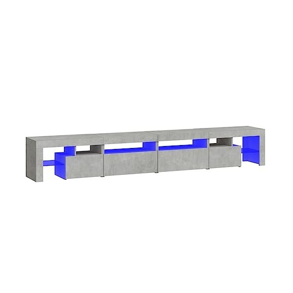 Générique Meuble TV avec lumières LED Gris béton 260x36,5x40 cm,53 KG,3152821, Meubles, Meubles TV