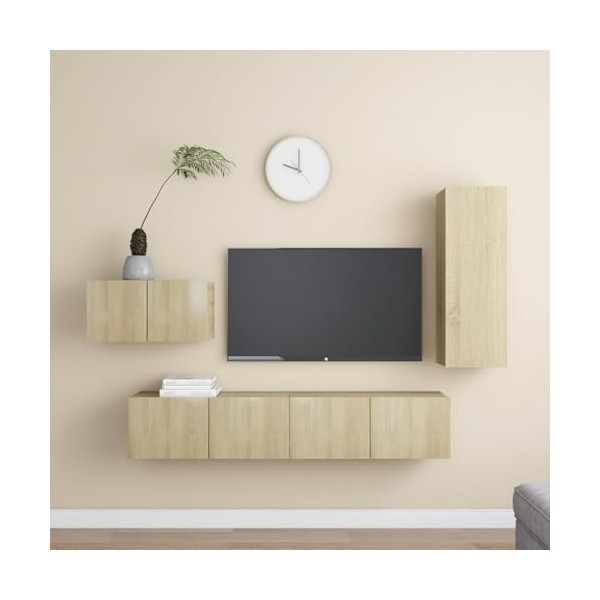 Générique Ensemble de Meuble TV 4 pcs Chêne Sonoma Aggloméré,48.6 KG,3078993, Meubles, Meubles TV