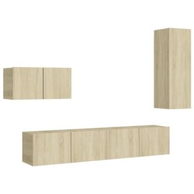 Générique Ensemble de Meuble TV 4 pcs Chêne Sonoma Aggloméré,48.6 KG,3078993, Meubles, Meubles TV