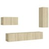 Générique Ensemble de Meuble TV 4 pcs Chêne Sonoma Aggloméré,48.6 KG,3078993, Meubles, Meubles TV