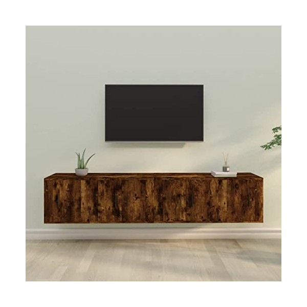 VEEKI Meuble TV, Meuble TV Suspendu, Meuble TV Industriel, Meuble TV Bois, Meuble Chambre, Convient pour Salon ou Chambre, En