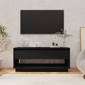 Meuble TV noir 102 x 41 x 44 cm en bois dingénierie