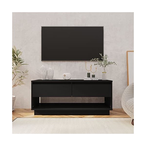 Meuble TV noir 102 x 41 x 44 cm en bois dingénierie
