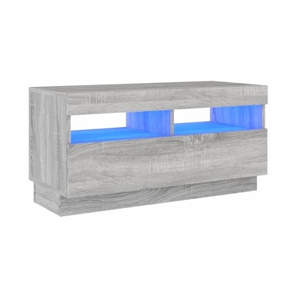 vidaXL Meuble TV avec Lumières LED Armoire Basse Centre de Divertissement Armoire Média Salon Salle de Séjour Intérieur Sonom