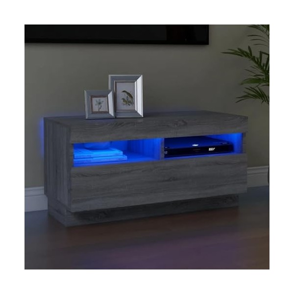 vidaXL Meuble TV avec Lumières LED Armoire Basse Centre de Divertissement Armoire Média Salon Salle de Séjour Intérieur Sonom