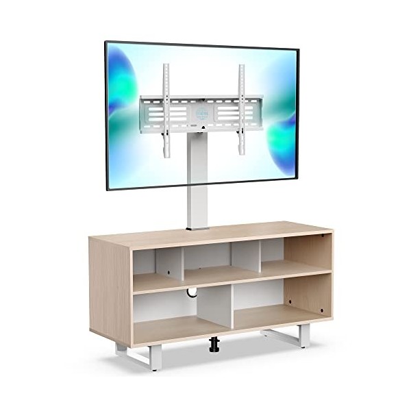 FITUEYES Meuble TV universel pour TV de 81,2 à 178,8 cm, support de sol avec rangement en bois, console de divertissement pou