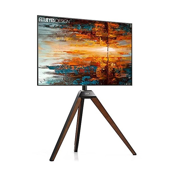 FITUEYES Design Support Trépied pour TV 32 37 43 50 55 65 Pouce Angle Réglable ±20°Hauteur Réglable Fait en Bois de Hêtre VES