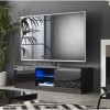 MMT RTV 1200 Meuble TV avec lumières LED Bleues pour TV 4K 40" 49" 50" 120 cm de Large Noir