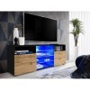 ExtremeFurniture T38 Meuble TV, Carcasse en Noir Mat/Façade en Wotan Mat + LED Multicolores avec télécommande