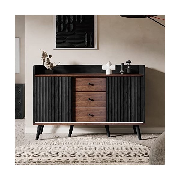 KecDuey Buffet 160 x 40 x 58 cm avec 2 tiroirs, meuble TV, meuble TV, meuble TV, meuble TV - Plateau bas avec deux portes cou