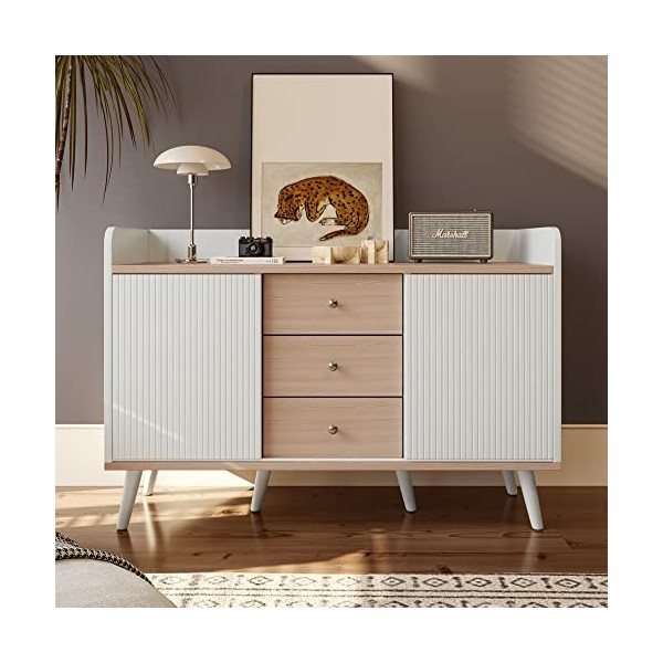 KecDuey Buffet 160 x 40 x 58 cm avec 2 tiroirs, meuble TV, meuble TV, meuble TV, meuble TV - Plateau bas avec deux portes cou