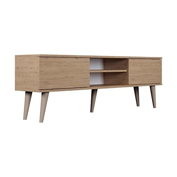 WFL GROUP Meuble TV - Commode TV Buffet TV Style Scandinave pour Salon 120 ou 160 cm Jusquà 50 Pouces - avec Pieds en Bois e