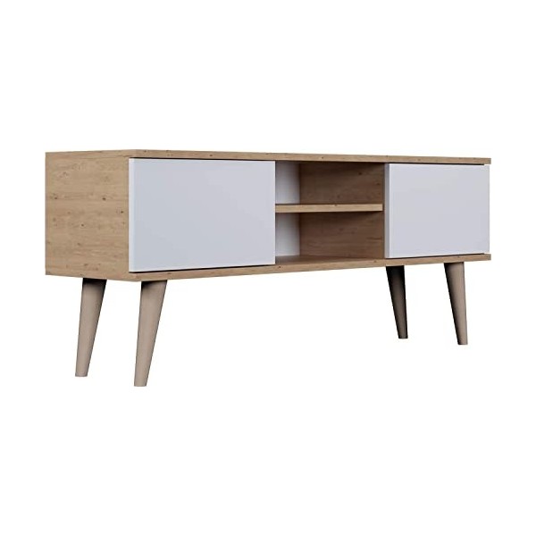 WFL GROUP Meuble TV - Commode TV Buffet TV Style Scandinave pour Salon 120 ou 160 cm Jusquà 50 Pouces - avec Pieds en Bois e