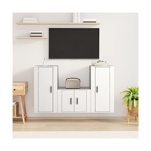 VEEKI Meuble TV, Meuble TV Suspendu, Meuble TV Industriel, Meuble TV Bois, Meuble Chambre, Convient pour Salon ou Chambre, En