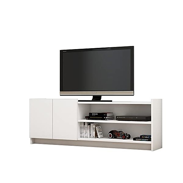 Meuble TV Niger Design 100 % Panneau de particules plaqué mélaminé en couleur Blanc