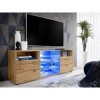 ExtremeFurniture T38 Meuble TV, Carcasse en Wotan Mat/Façade en Wotan Mat + LED Multicolores avec télécommande