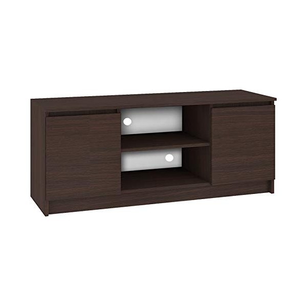 Hucoco Dusk | Meuble Bas TV Contemporain Salon/séjour 140x55x40 cm | 2 niches + 2 Portes | Rangement matériel Audio/Video/Gam