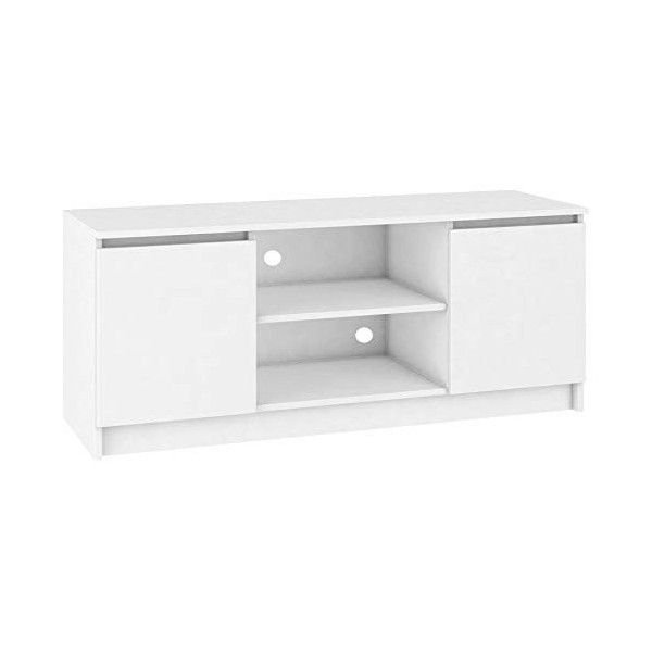 Hucoco Dusk | Meuble Bas TV Contemporain Salon/séjour 140x55x40 cm | 2 niches + 2 Portes | Rangement matériel Audio/Video/Gam