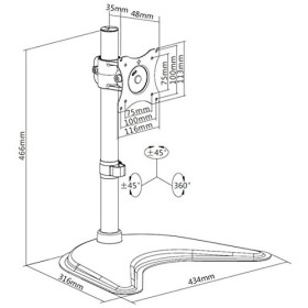 Hagor M Table Mont FS Single Moniteur Table Pied pour moniteurs 33–68&nbsp;cm inclinable Rotatif à VESA Max 100&nbsp;x 100&nbsp;gew. Max 10