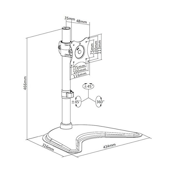 Hagor M Table Mont FS Single Moniteur Table Pied pour moniteurs 33–68&nbsp;cm inclinable Rotatif à VESA Max 100&nbsp;x 100&nbsp;gew. Max 10