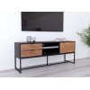 DECO IN PARIS Meuble TV 2 tiroirs 1 Porte en Bois Noyer et métal Noir TISSIA