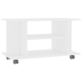 Camerina Meuble TV avec roulettes Blanc 80 x 40 x 40 cm Aggloméré,Meuble TV,Table Basse Salon Meuble TV,Table Basse LED Coule