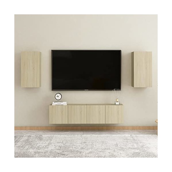 VEEKI Meuble TV, Meuble TV Suspendu, Meuble, Meuble TV avec Rangement，Meuble Industriel, Convient pour Salon ou Chambre, Ense