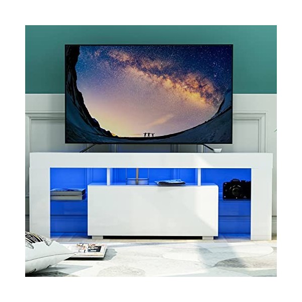 GGMWDSN Meuble TV Leisure Zone White, Meuble TV Moderne en Blanc Mat et Brillant, éTagèRe TV, Table TV, Meuble TV pour Salon 