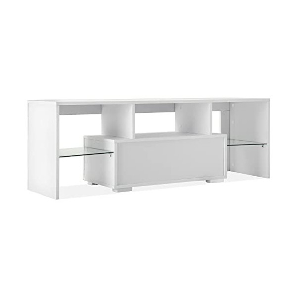 GGMWDSN Meuble TV Leisure Zone White, Meuble TV Moderne en Blanc Mat et Brillant, éTagèRe TV, Table TV, Meuble TV pour Salon 