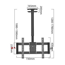 Support De Plafond pour Téléviseur, Support De Montage Mural pour Téléviseur, Support De Téléviseur Au Plafond Télescopique À