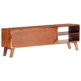 Générique Meuble TV Gris 140x30x45 cm Bois Massif,27.85 KG,286369, Meubles, Meubles TV